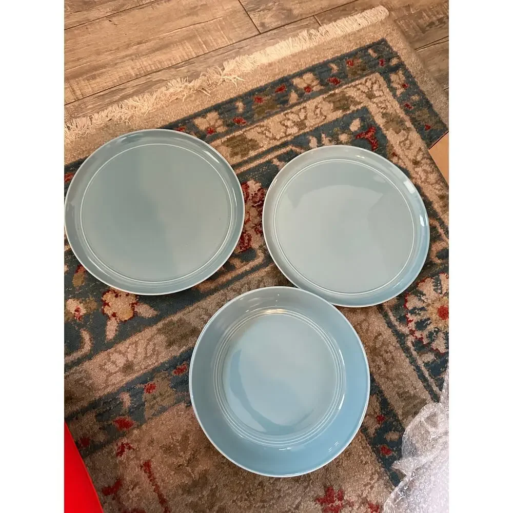 Crate & Barrel Aaron Probyn Stonewear Dinner Plate Hue Blue Set Of 4